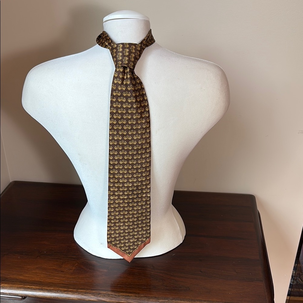 Gianfranco Ferre Brown and Gold Patterned Tie